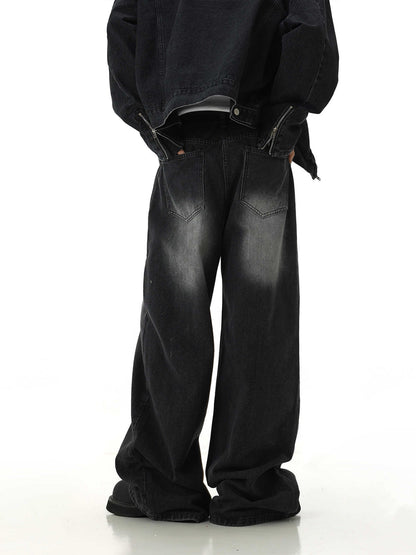 Retro Washed Jeans Men's Straight Casual Wide-leg Pants