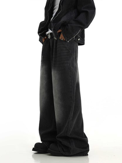 Retro Washed Jeans Men's Straight Casual Wide-leg Pants