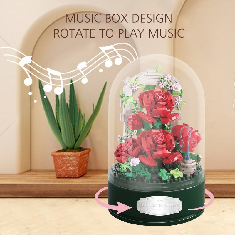 Boîte à Musique Éclat de Rose – Socle Rotatif