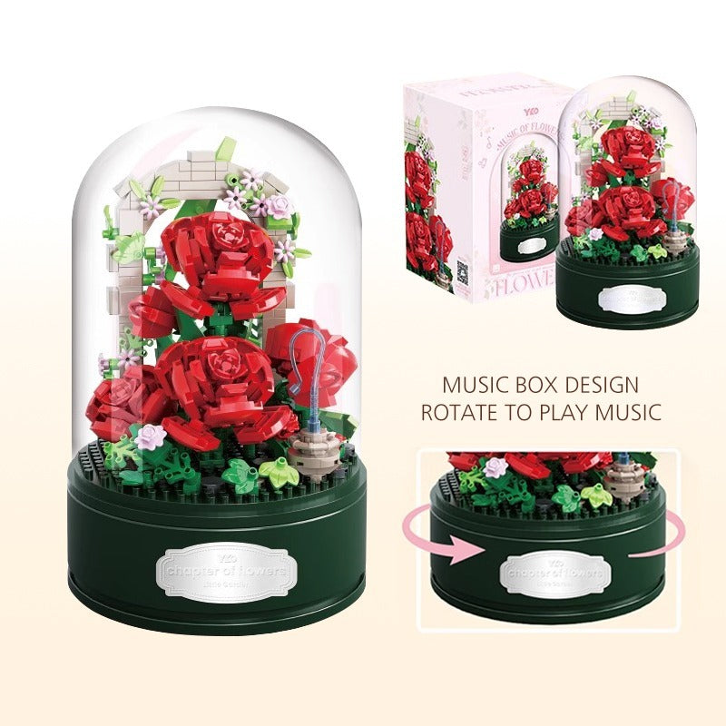 Boîte à Musique Éclat de Rose – Socle Rotatif